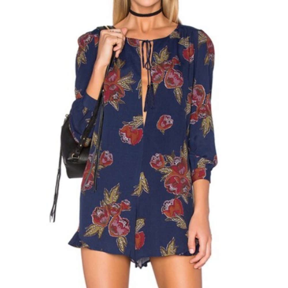 ASTR Navy floral romper